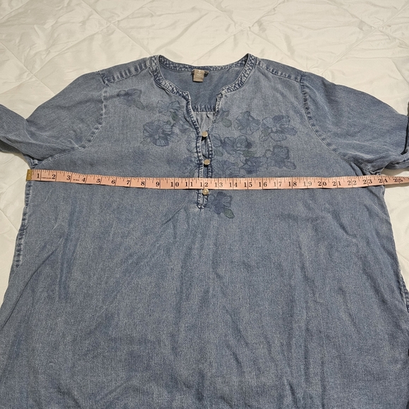 Chicos Chambray Pullon Blouse Loosefit Flowy Women's XL - Picture 8 of 9
